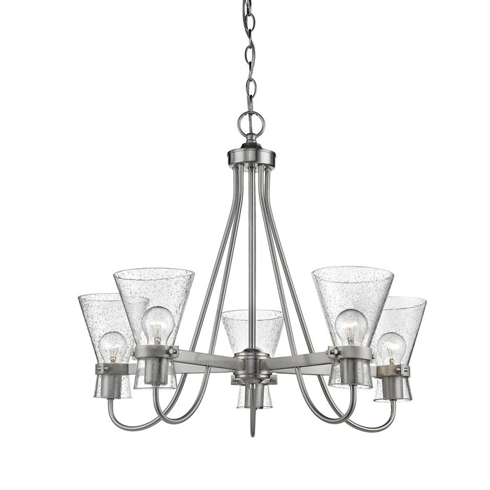 Layton Collection 5-Light Chandelier in Brushed Nickel with Clear Seeded Glass Shades Millennium 2325-BN