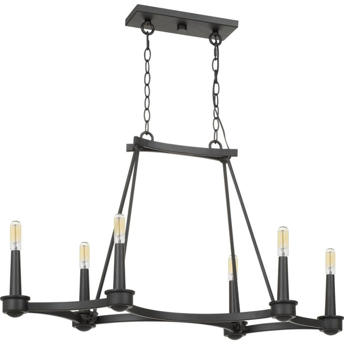 Mooring Island Collection 6-Light Island Chandelier in Earth Black with Open Frame Design Quoizel MRG635EK