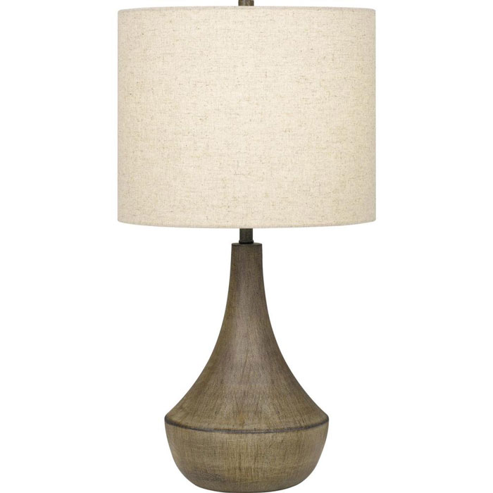 Rockville Collection 1-Light Table lamp in Weathered Elm Resin with Whitewash Fabric Shade Quoizel Q4065T1