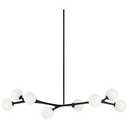 Rami Collection 8-Light Chandelier in Black with White Opal Glass Shades Capital Lighting C81508BKOP