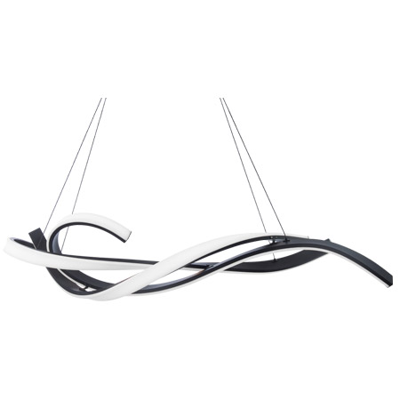 Tidal Collection LED Pendant in Black with Free-Formed Floating Design and White Diffuser Modern Forms PD-58257-BK