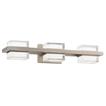 Interlok Collection 3-Light Bath Vanity in Brushed Nickel with Thick-Walled Glass Diffusers WAC WS-77436-30-BN