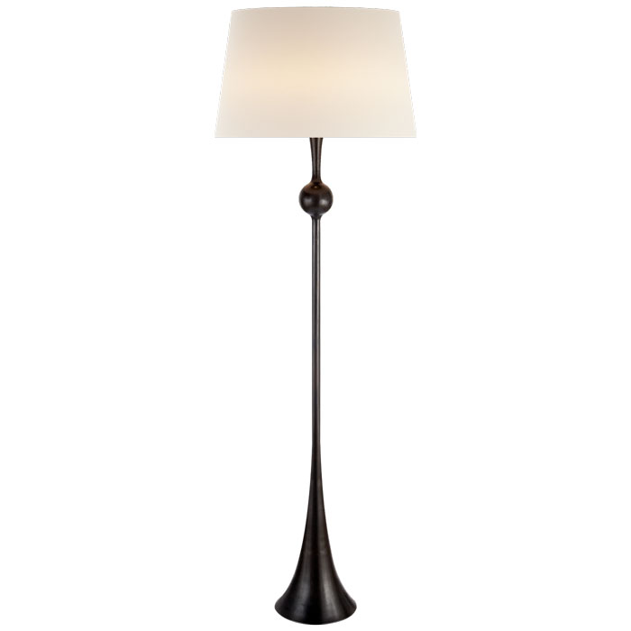 Dover Collection 1-Light Floor Lamp in Aged Iron with Off White Linen Shades Visual Comfort ARN 1002AI-L