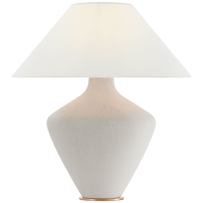 Rohs Collection 1-Light Large Table lamp with Textured Porous White Ceramic base and Oval White Linen Shade Visual Comfort KW 3615PRW-L