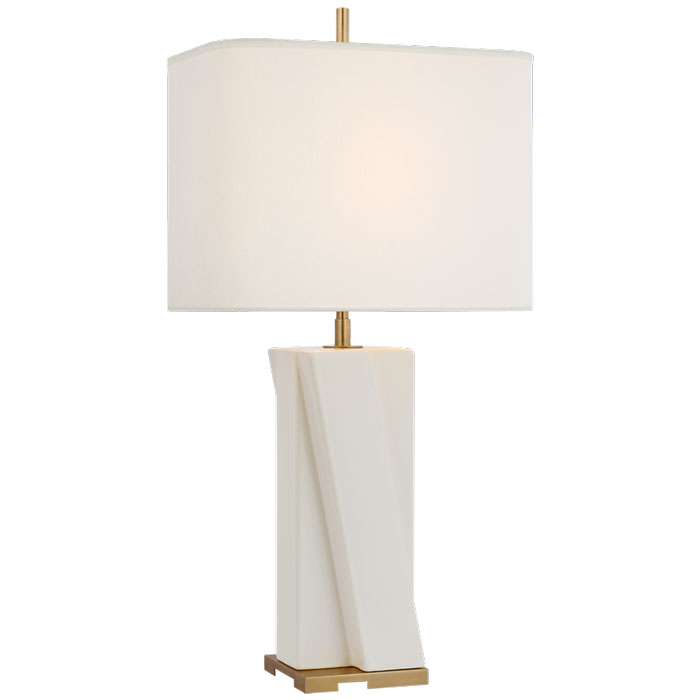 Niki Collection 1-Light Table Lamp with Brass-Footed Ivory Ceramic Base and Rectangular Ivory Linen Shade Visual Comfort TOB 3681IVO-L