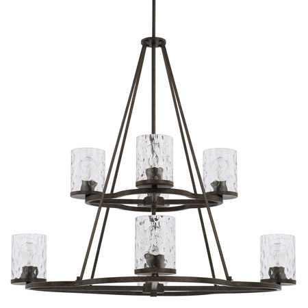 Collier Collection 8-Light Tiered Chandelier in Urban Brown with Clear Water Glass Shades Capital Lighting 428981UB-452