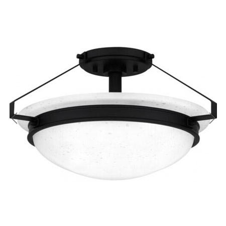 Elderwood Collection 2-Light Semi-Flush Ceiling Mount in Matte Black with Etched Seeded Glass Shade Quoizel QSF5581MBK