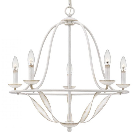 Bradbury Collection 5-Light Chandelier in Antique White with Tapered Candle Sleeves Quoizel BDB5025AWH